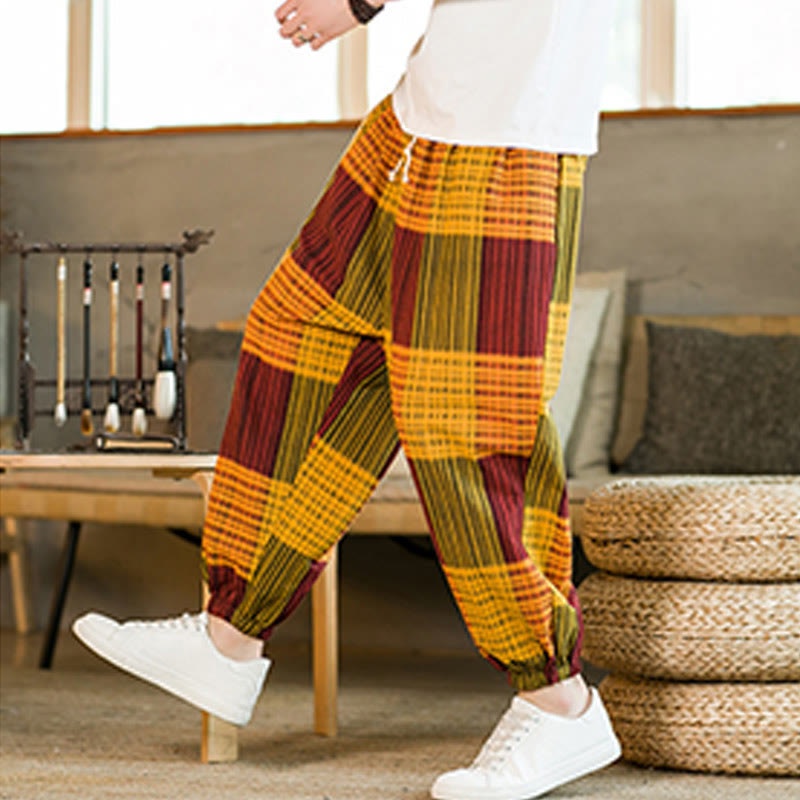 Breathable Cotton Linen Striped Harem Pants for Mindful Daily Movement