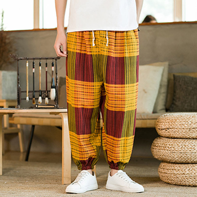 Breathable Cotton Linen Striped Harem Pants for Mindful Daily Movement
