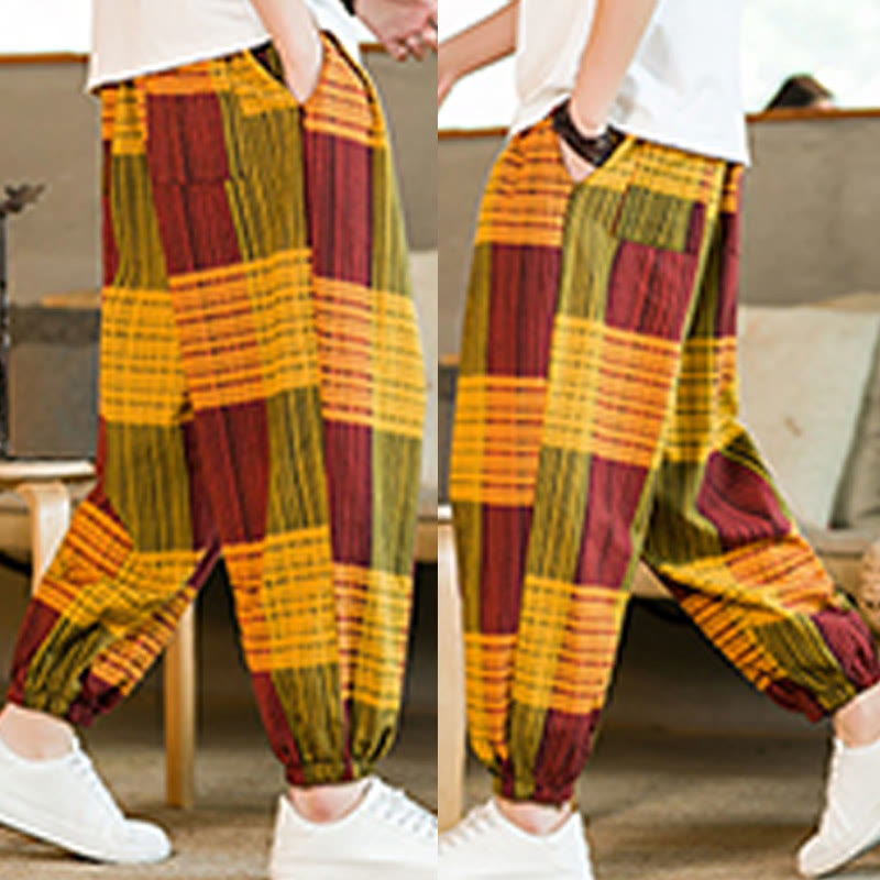 Breathable Cotton Linen Striped Harem Pants for Mindful Daily Movement