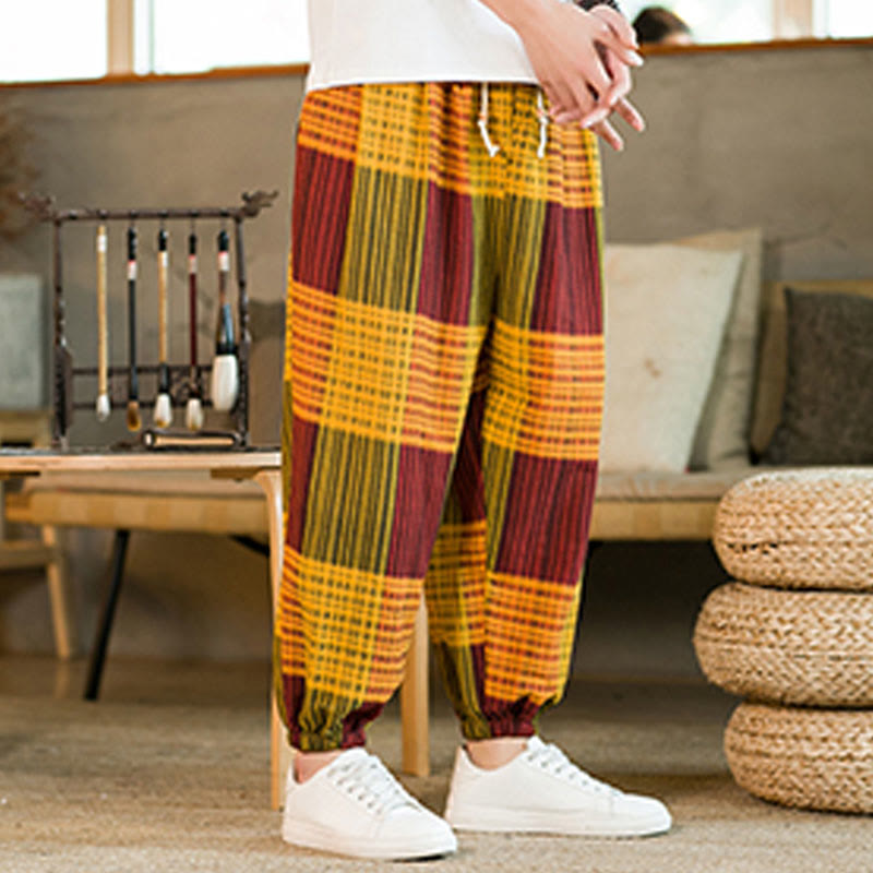 Breathable Cotton Linen Striped Harem Pants for Mindful Daily Movement