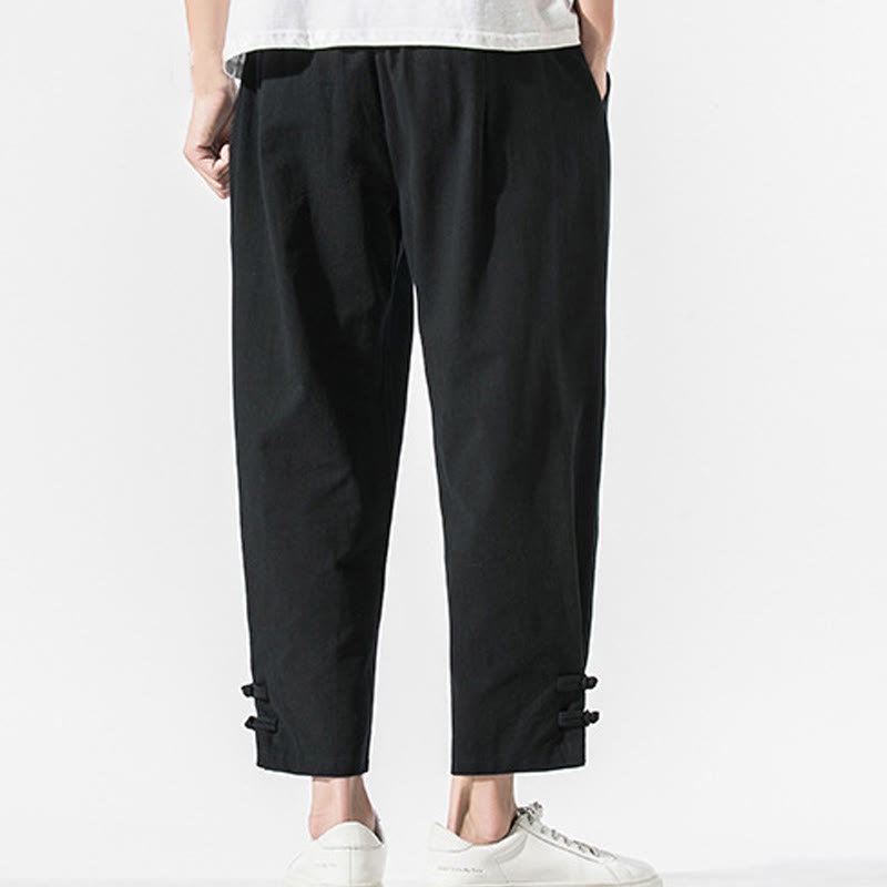 Breathable Cotton Linen Embroidered Meditation Pants