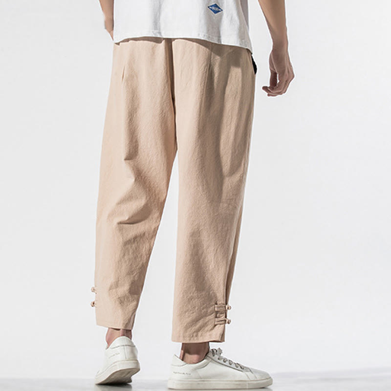 Breathable Cotton Linen Embroidered Meditation Pants