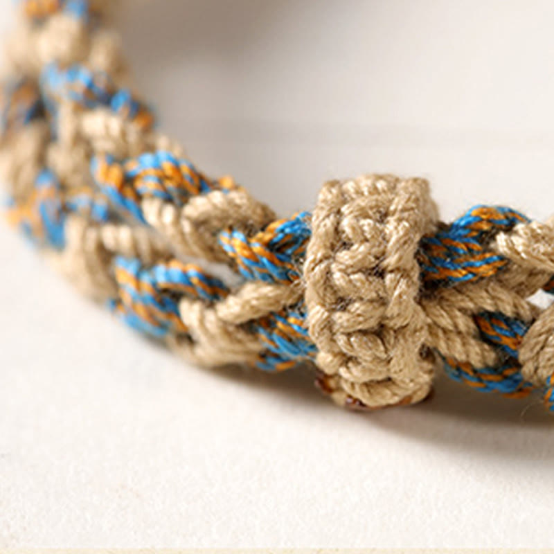 Handmade Tibetan Dzi Bead Wealth Protection Braided String Bracelet