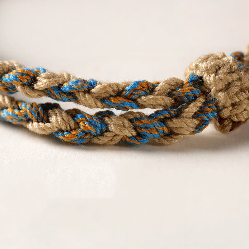 Handmade Tibetan Dzi Bead Wealth Protection Braided String Bracelet