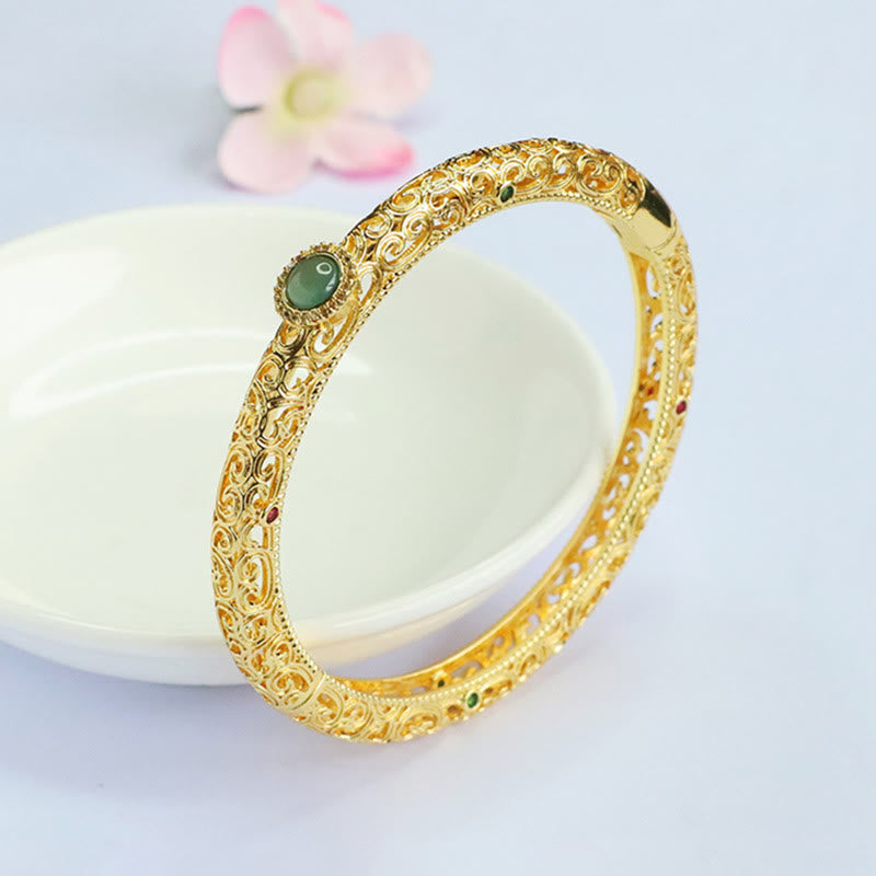 Cloud Pattern Jade Copper Luck Bracelet Bangle 2.36 IN (60 MM)