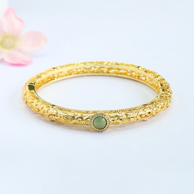 Cloud Pattern Jade Copper Luck Bracelet Bangle 2.36 IN (60 MM)
