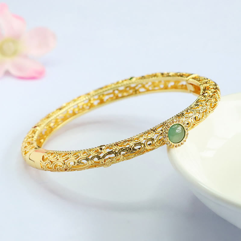 Cloud Pattern Jade Copper Luck Bracelet Bangle 2.36 IN (60 MM)