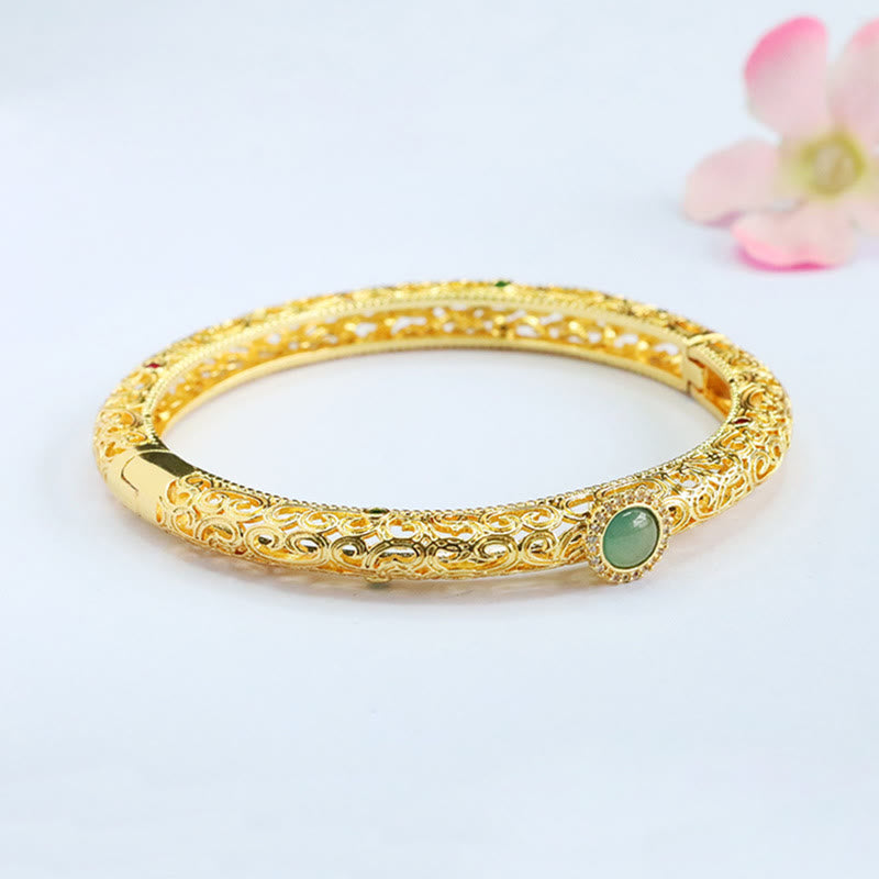 Cloud Pattern Jade Copper Luck Bracelet Bangle 2.36 IN (60 MM)