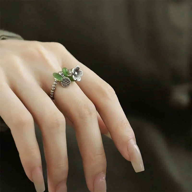 Floral Patterned Copper Alloy Elastic Rope Ring