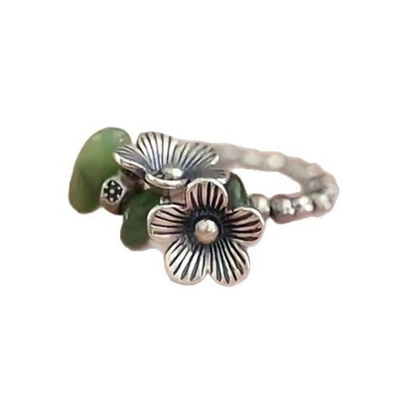 Floral Patterned Copper Alloy Elastic Rope Ring