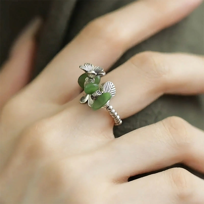 Floral Patterned Copper Alloy Elastic Rope Ring