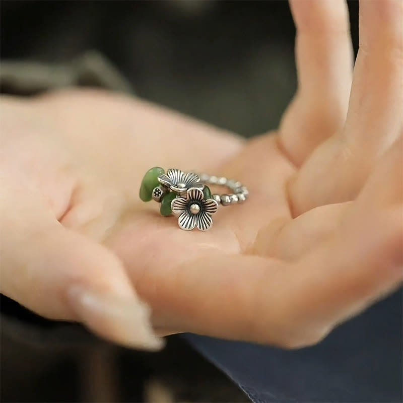 Floral Patterned Copper Alloy Elastic Rope Ring