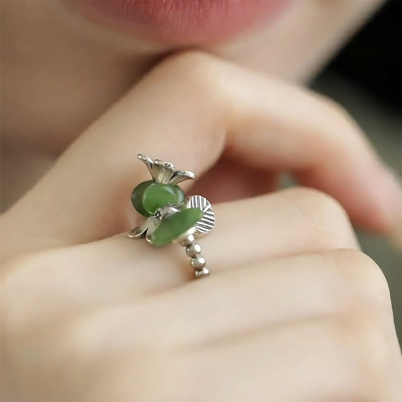 Floral Patterned Copper Alloy Elastic Rope Ring