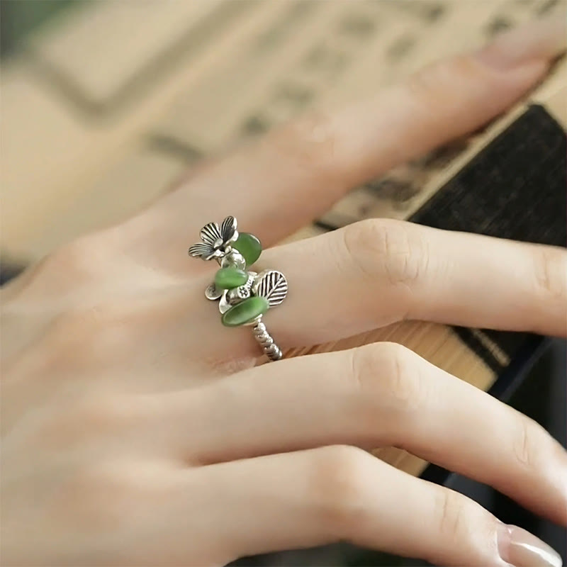 Floral Patterned Copper Alloy Elastic Rope Ring