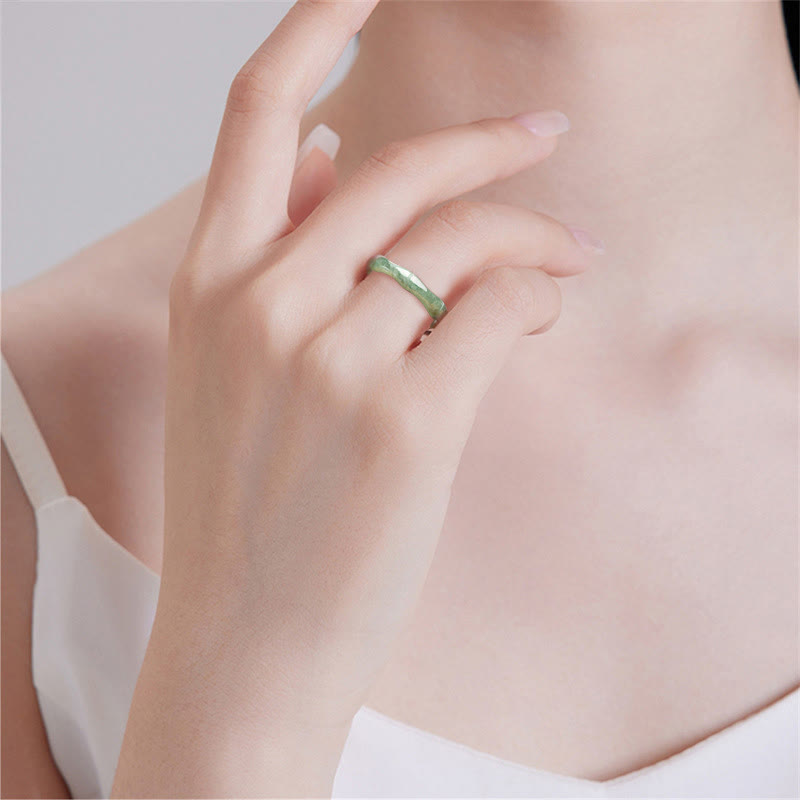 Natural Bamboo Design Jade Abundance Ring