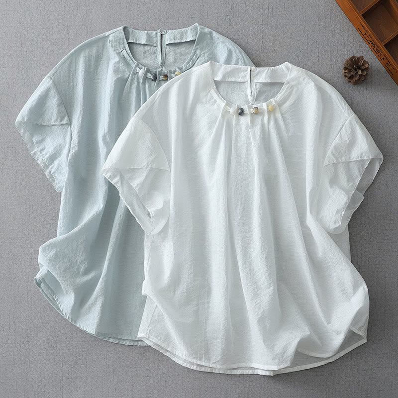 Tactile Cotton Beaded Crew Neck Mindful Shirt