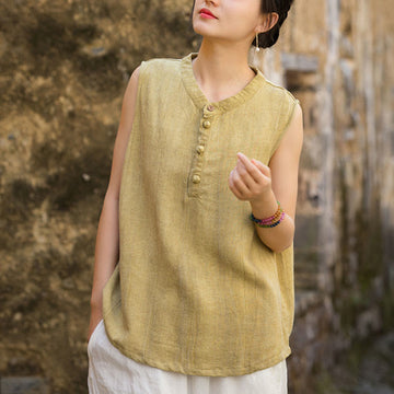 Breathable Linen Stand-Collar Mindful Vest