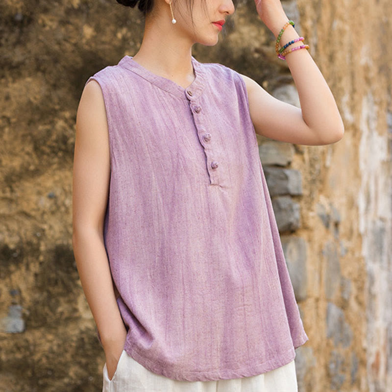 Breathable Linen Stand-Collar Mindful Vest