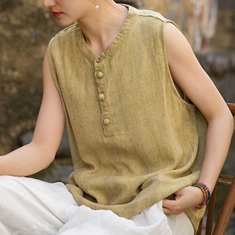 Breathable Linen Stand-Collar Mindful Vest