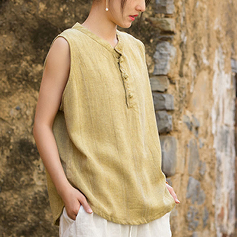 Breathable Linen Stand-Collar Mindful Vest