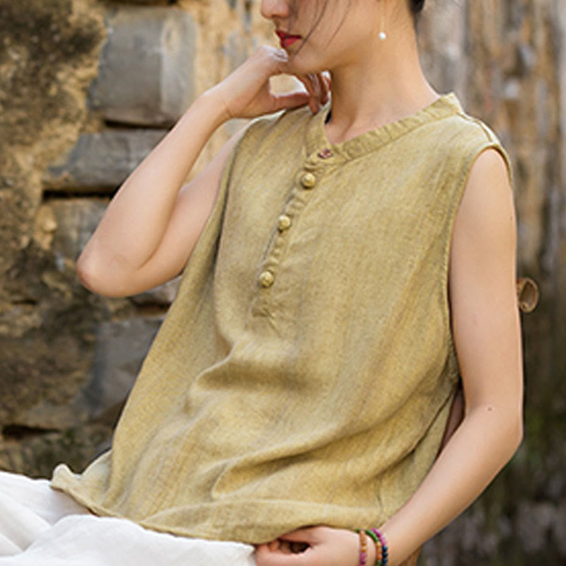 Breathable Linen Stand-Collar Mindful Vest
