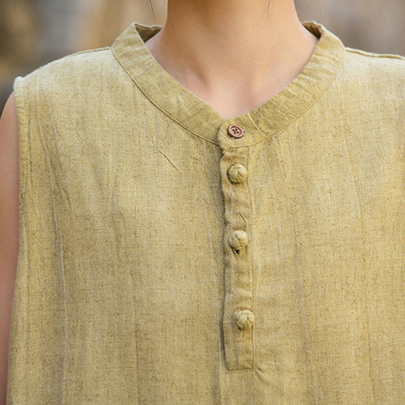 Breathable Linen Stand-Collar Mindful Vest