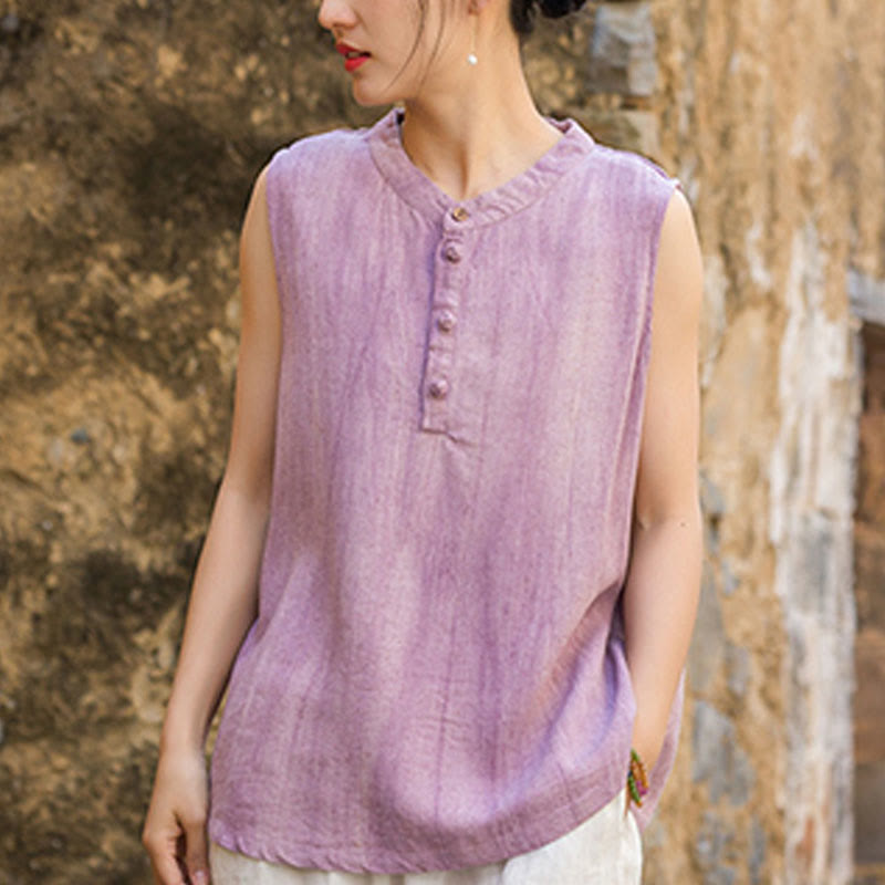 Breathable Linen Stand-Collar Mindful Vest