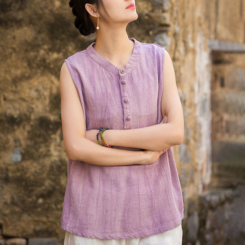 Breathable Linen Stand-Collar Mindful Vest