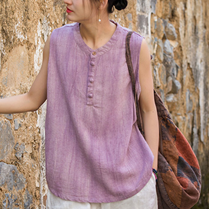 Breathable Linen Stand-Collar Mindful Vest