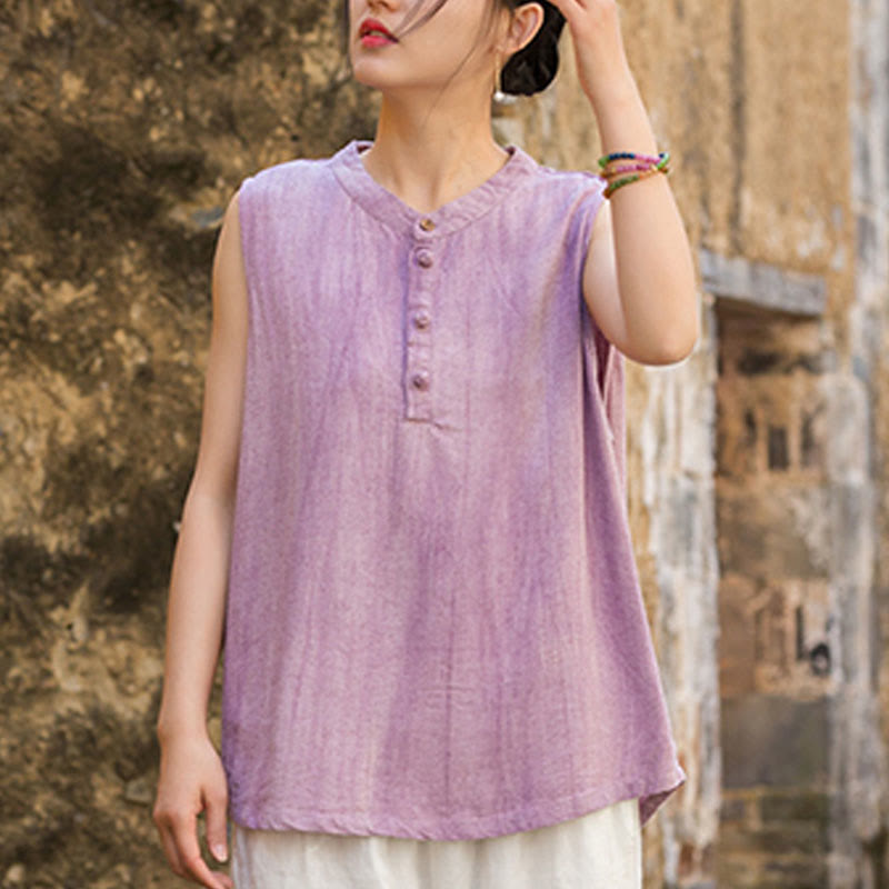 Breathable Linen Stand-Collar Mindful Vest