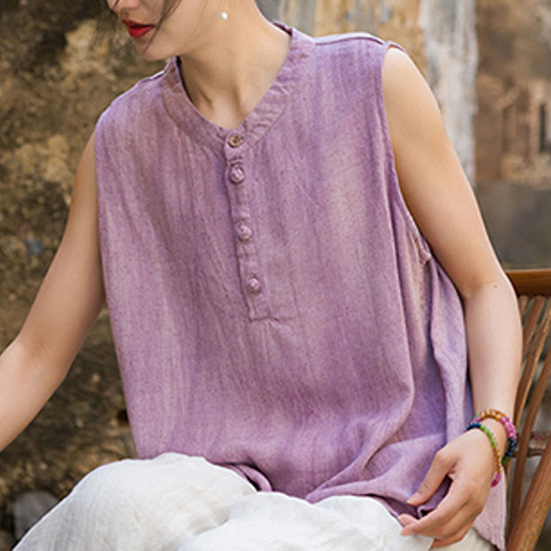 Breathable Linen Stand-Collar Mindful Vest