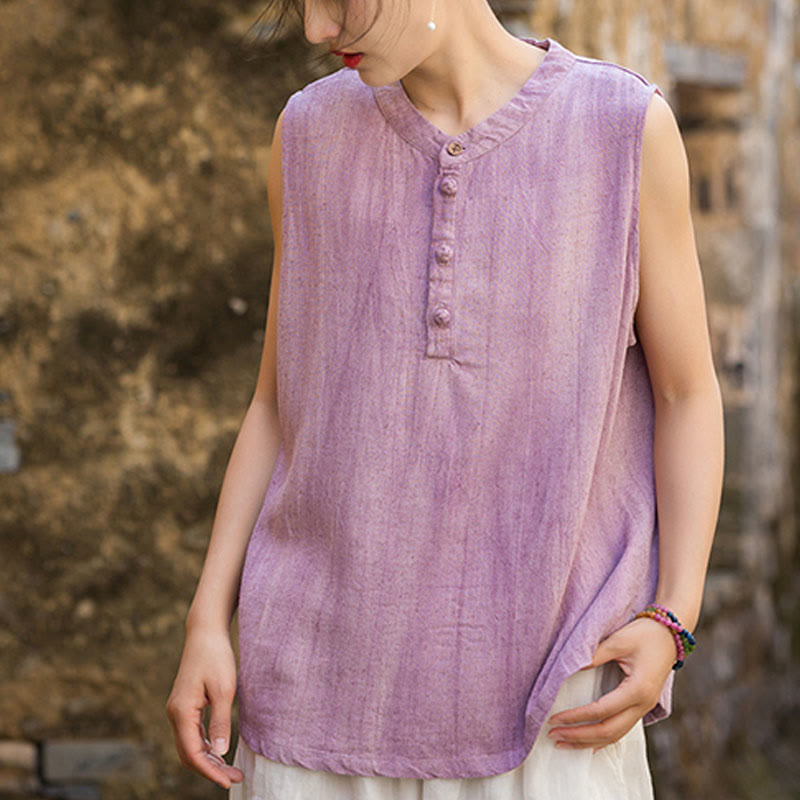 Breathable Linen Stand-Collar Mindful Vest