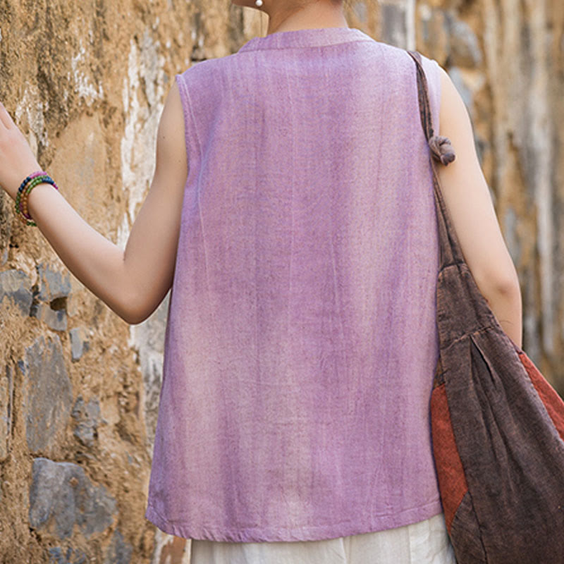 Breathable Linen Stand-Collar Mindful Vest