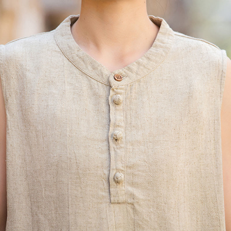 Breathable Linen Stand-Collar Mindful Vest