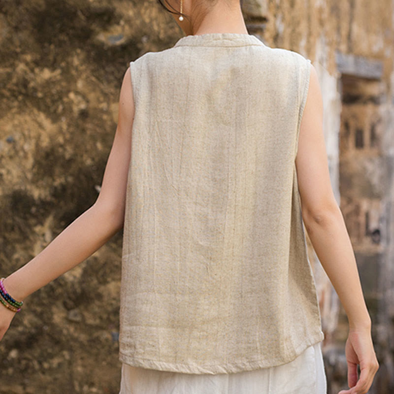 Breathable Linen Stand-Collar Mindful Vest