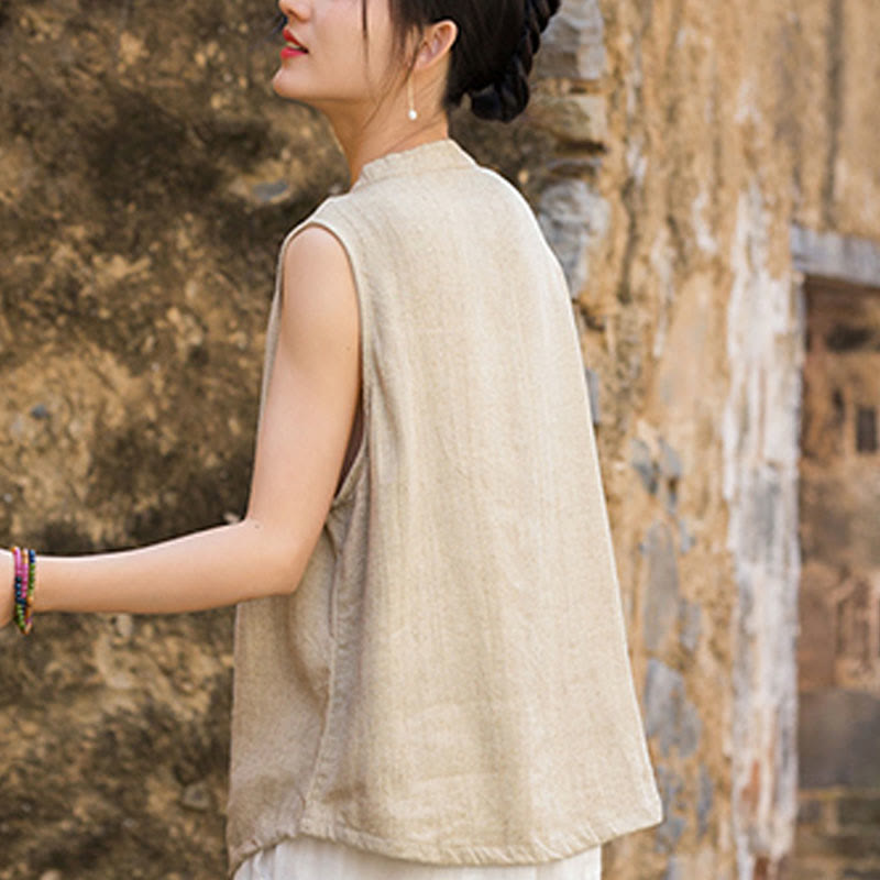 Breathable Linen Stand-Collar Mindful Vest