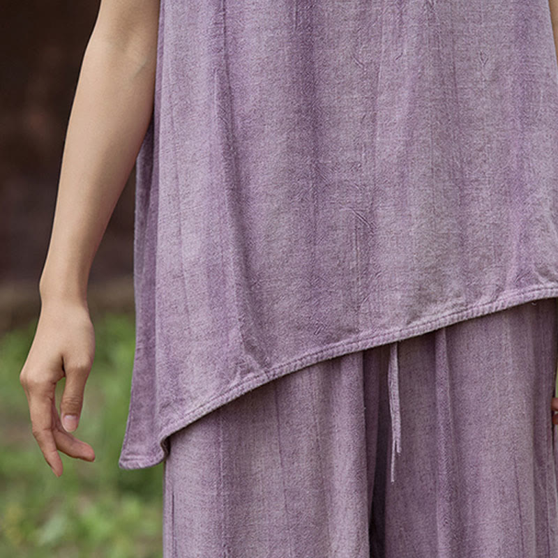 Lightweight Linen Sleeveless Crew Neck Meditation Vest