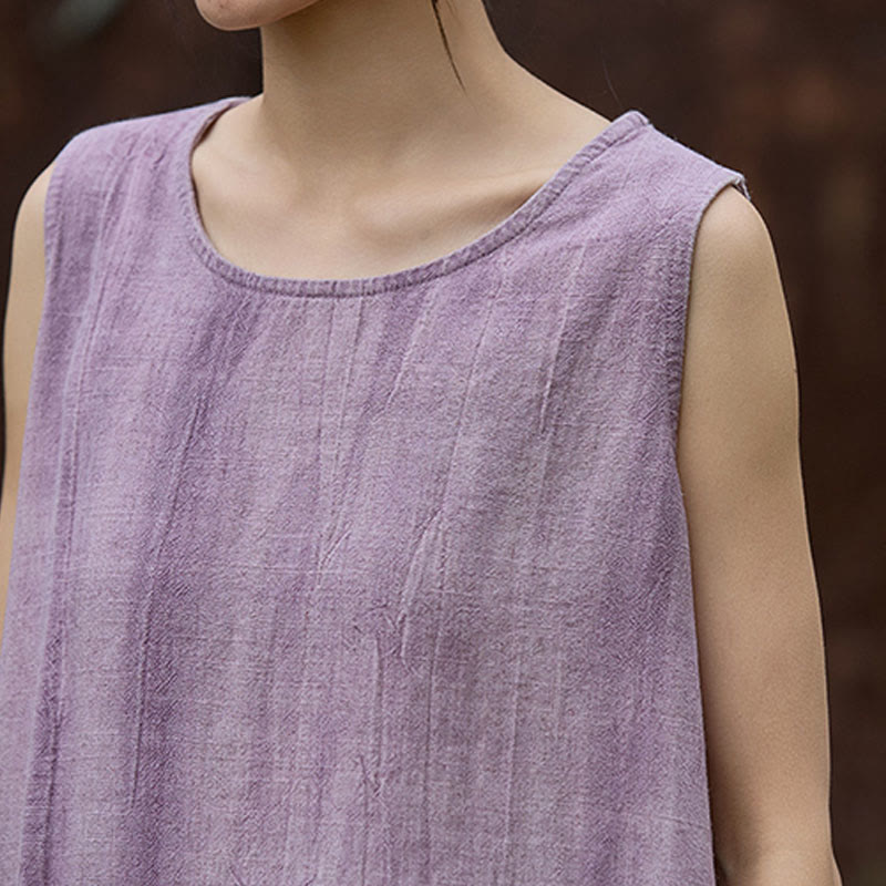 Lightweight Linen Sleeveless Crew Neck Meditation Vest