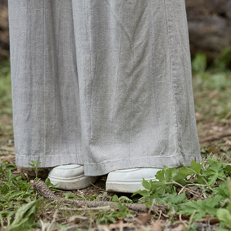 Casual Tie-Dye Women's Linen Wide Leg Pants With Pockets