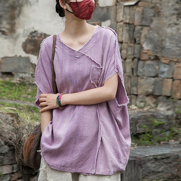 Breathable Linen V-Neck Mindful Movement T-Shirt