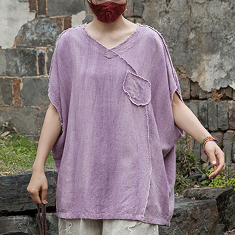 Breathable Linen V-Neck Mindful Movement T-Shirt