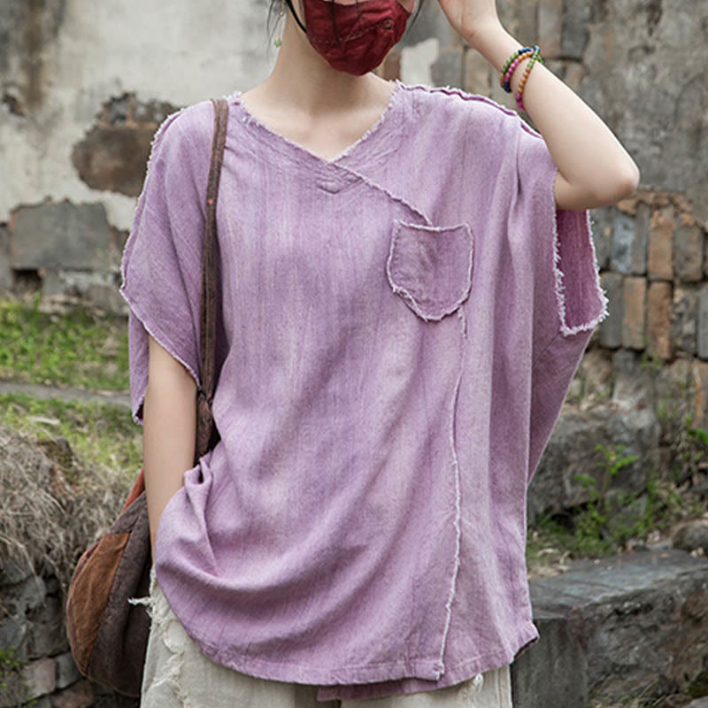 Breathable Linen V-Neck Mindful Movement T-Shirt
