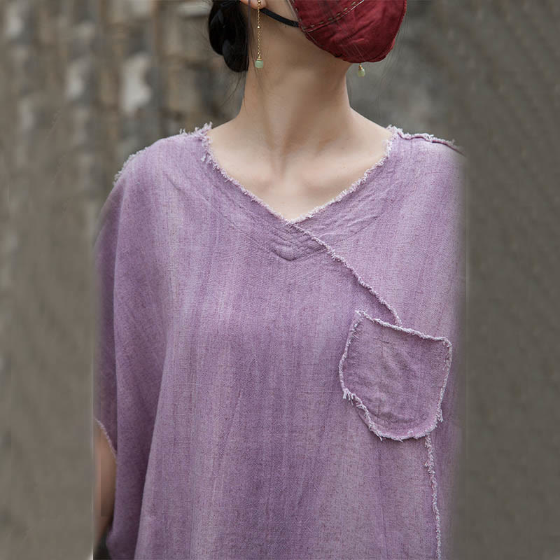 Breathable Linen V-Neck Mindful Movement T-Shirt