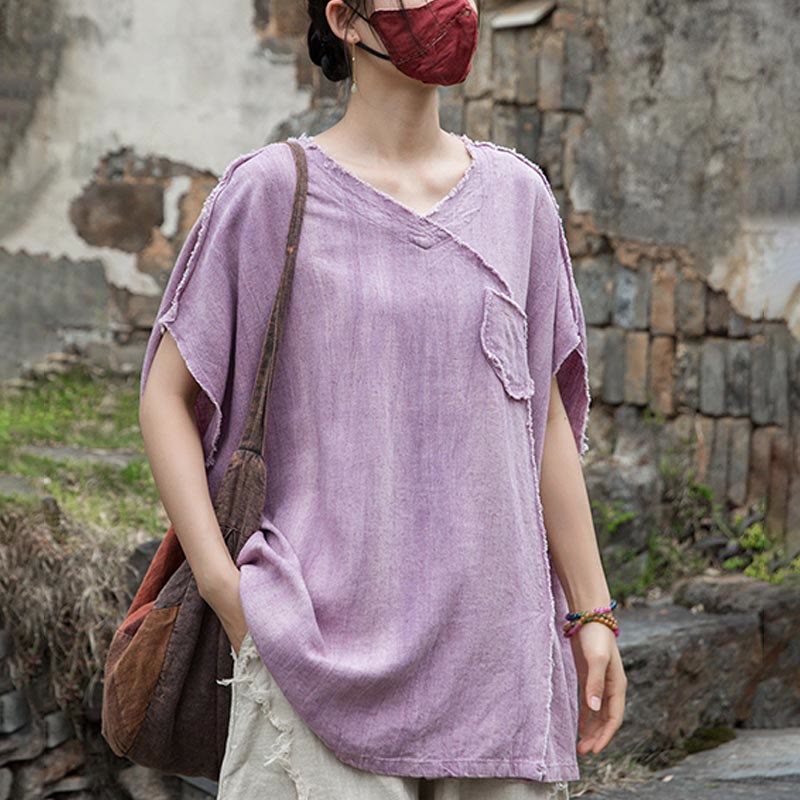 Breathable Linen V-Neck Mindful Movement T-Shirt