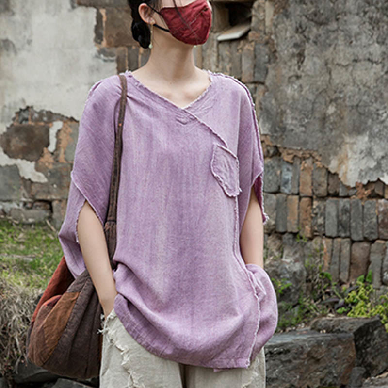 Breathable Linen V-Neck Mindful Movement T-Shirt