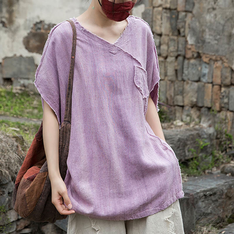 Breathable Linen V-Neck Mindful Movement T-Shirt