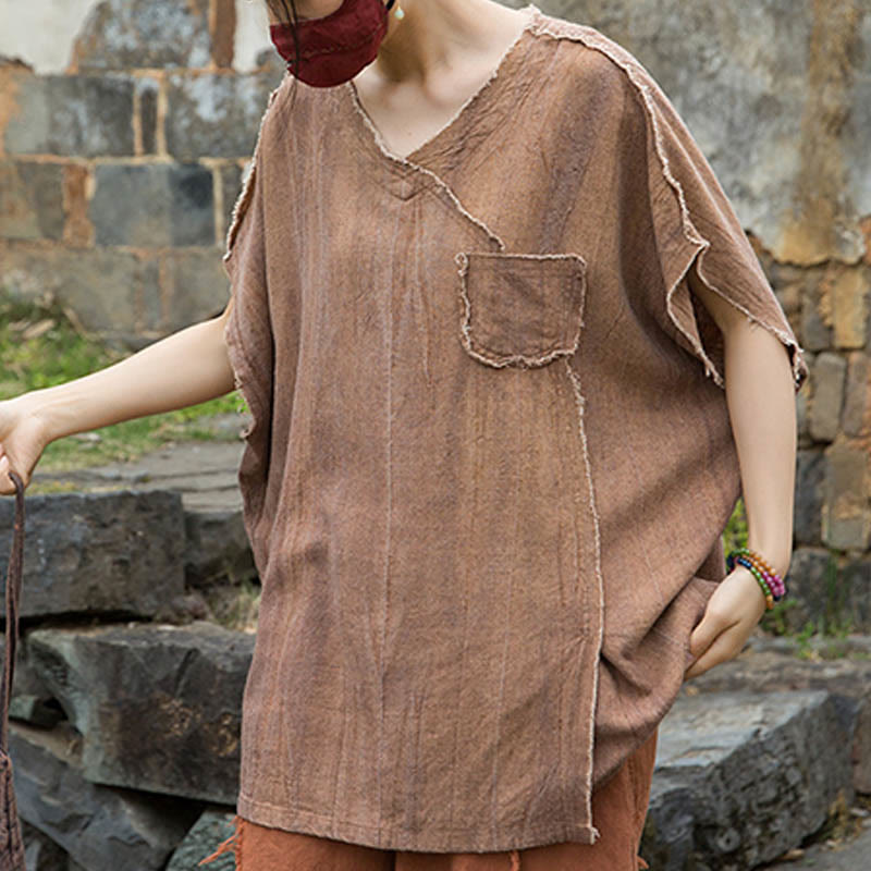 Breathable Linen V-Neck Mindful Movement T-Shirt