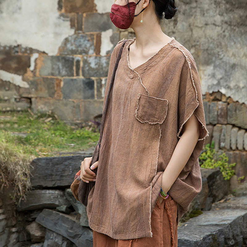 Breathable Linen V-Neck Mindful Movement T-Shirt
