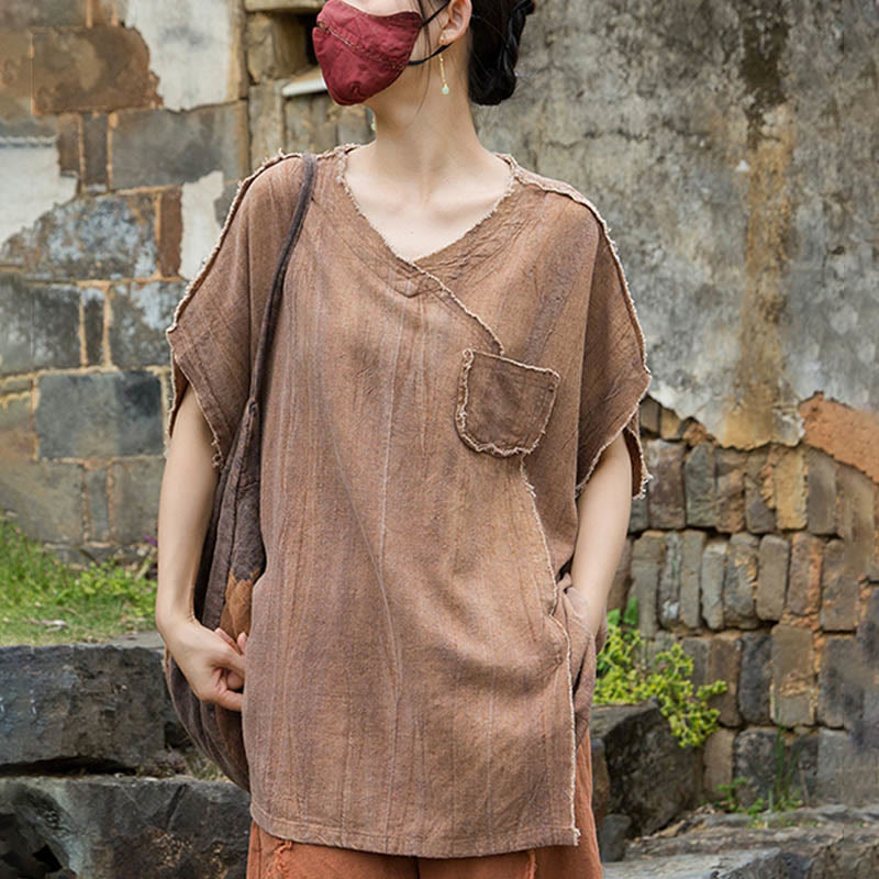 Breathable Linen V-Neck Mindful Movement T-Shirt