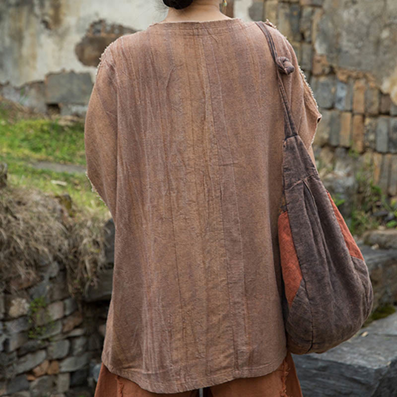 Breathable Linen V-Neck Mindful Movement T-Shirt